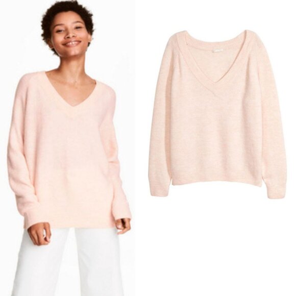 H&M Basics - Luxuriously Soft V-Neck Sweater 05797517 | Petal Pink | Small - Picture 1 of 12